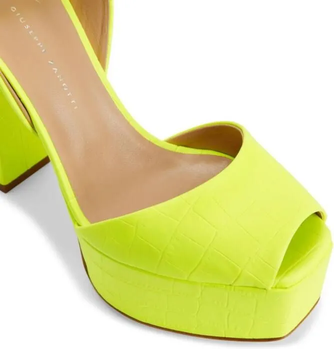 Yellow Crocodile-Print Sandals by Giuseppe Zanotti Betty 120mm