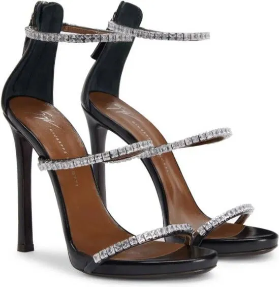 Giuseppe Zanotti Harmony 80mm Crystal-Embellished Black Sandals