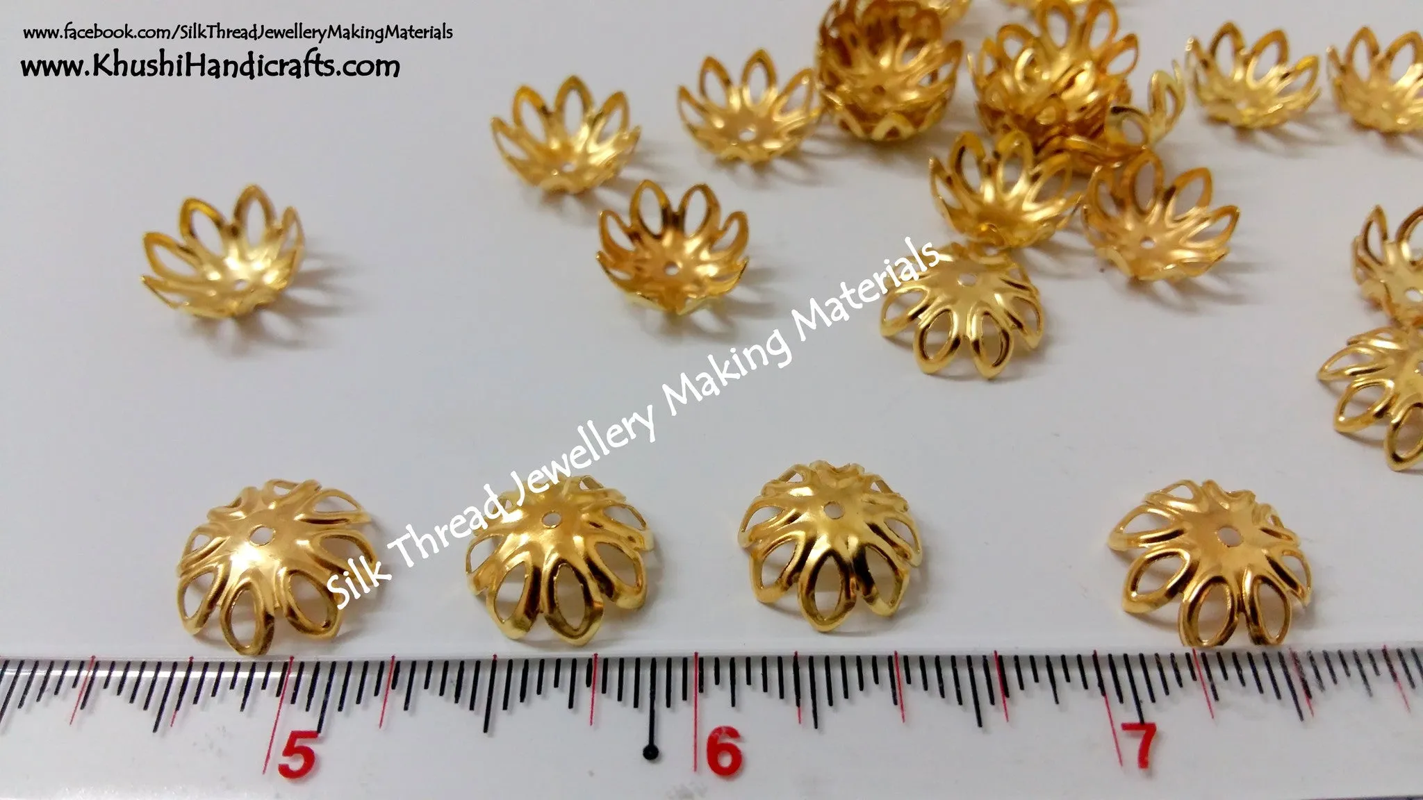 Gold Flower Bead Cap Bulk Pack - 20 Pairs