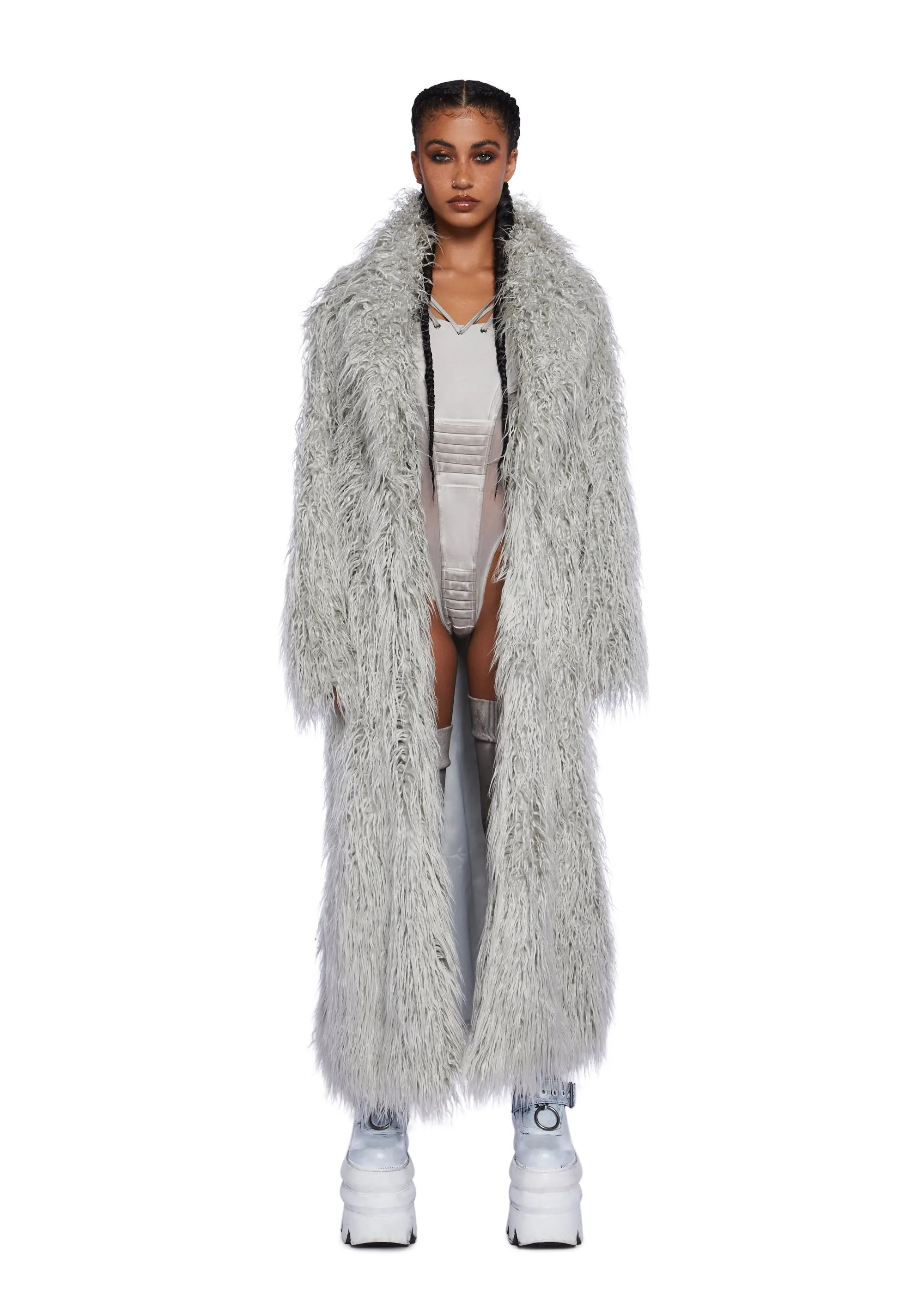 Gray Astro Arctic Faux Fur Coat