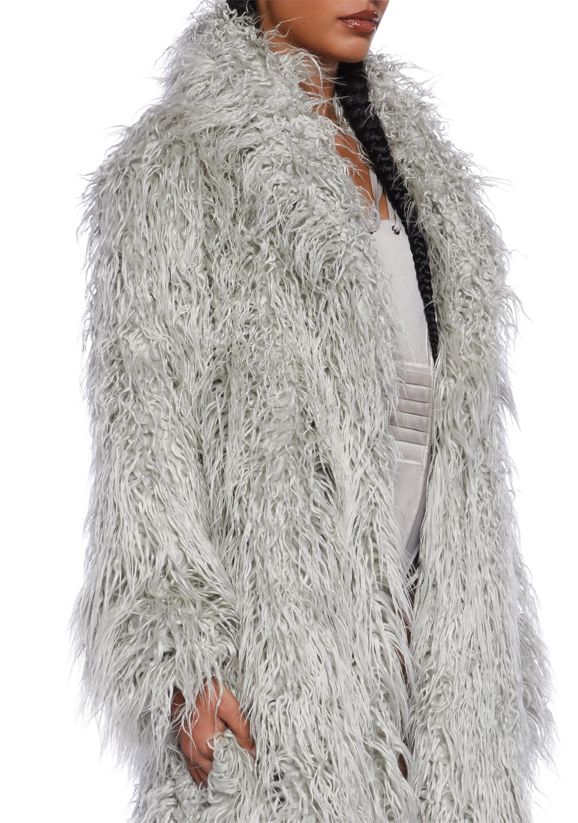 Gray Astro Arctic Faux Fur Coat