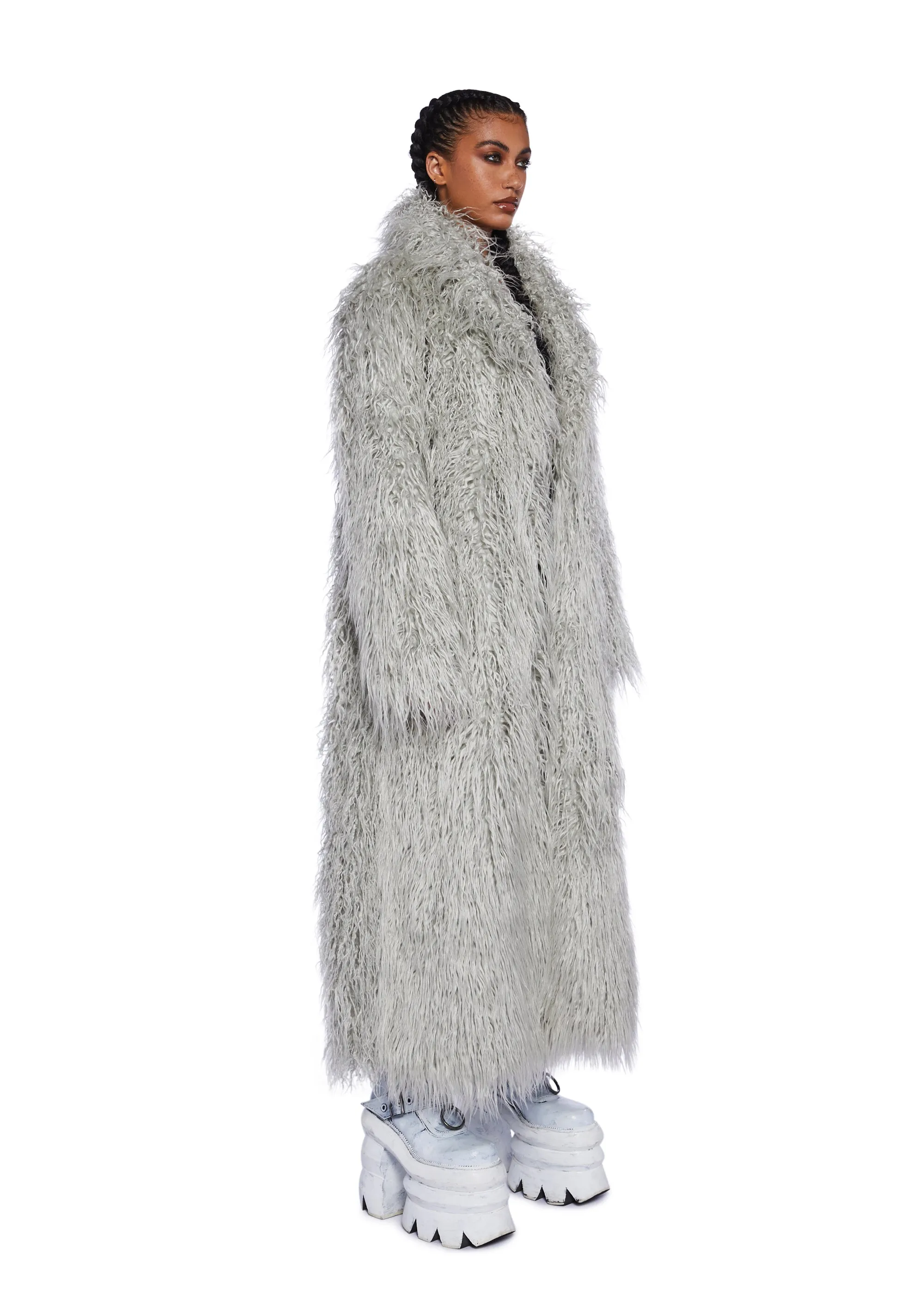 Gray Astro Arctic Faux Fur Coat