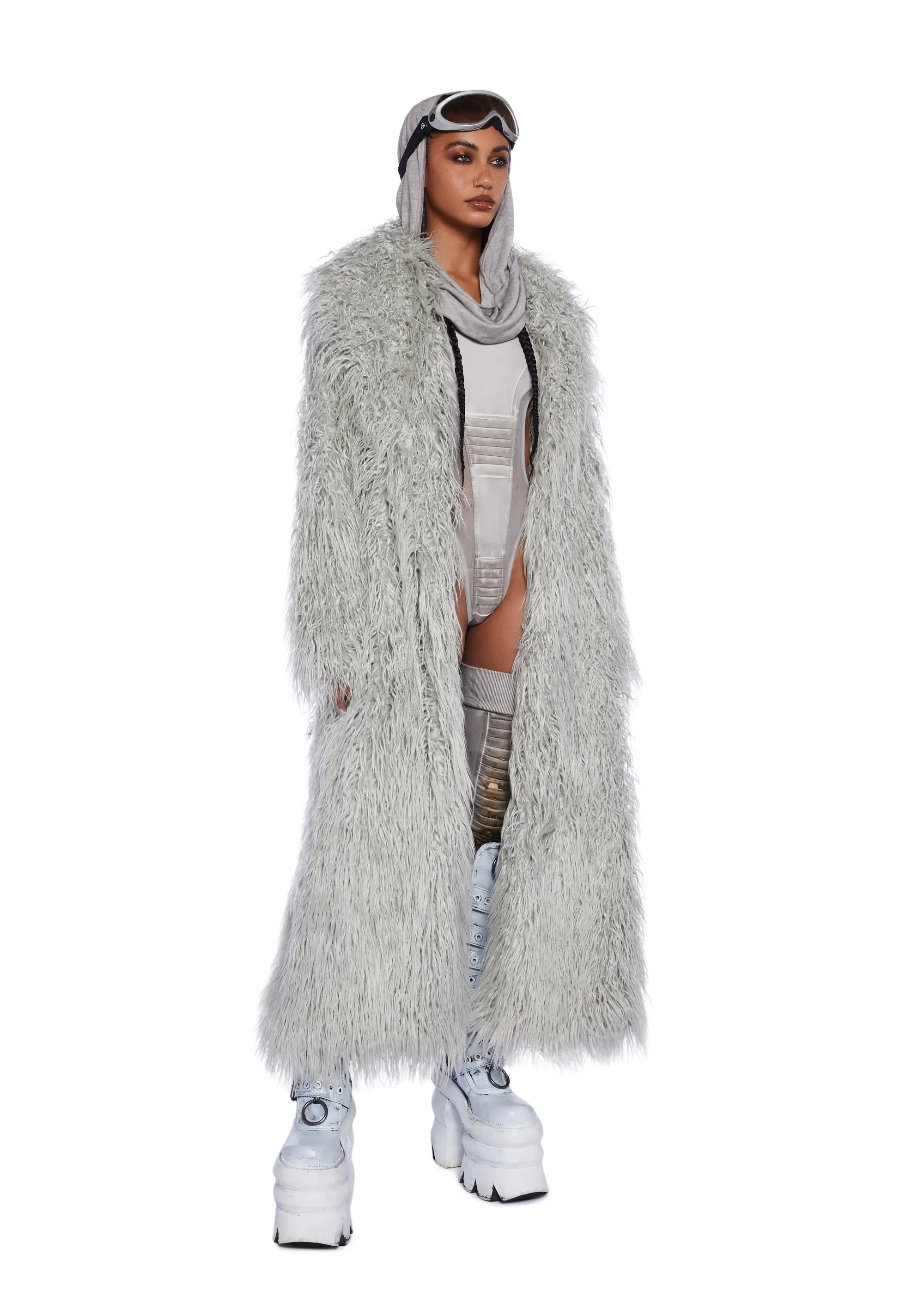 Gray Astro Arctic Faux Fur Coat