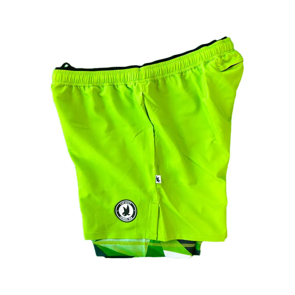 Green Diamond Geo Compression Shorts