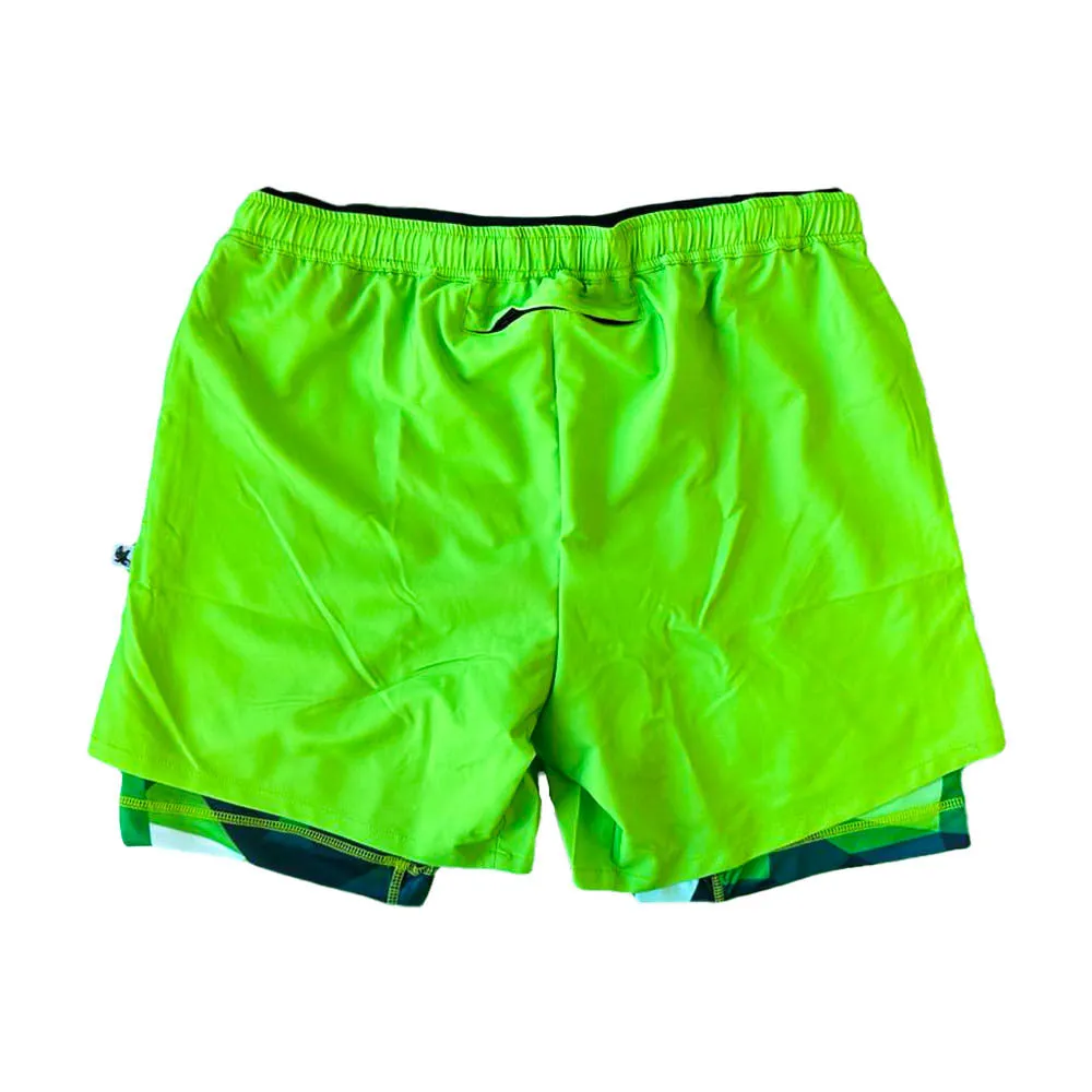 Green Diamond Geo Compression Shorts