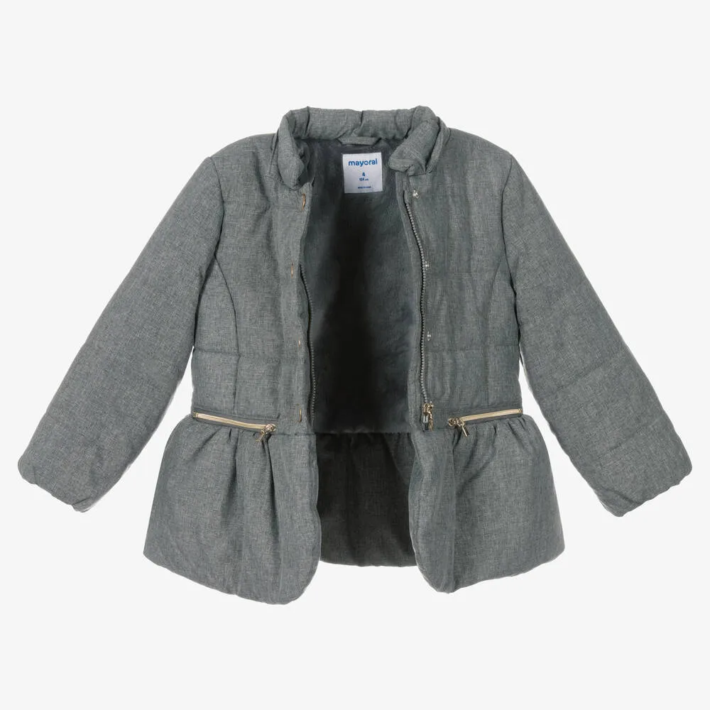 Grey Puffer Coat for Girls