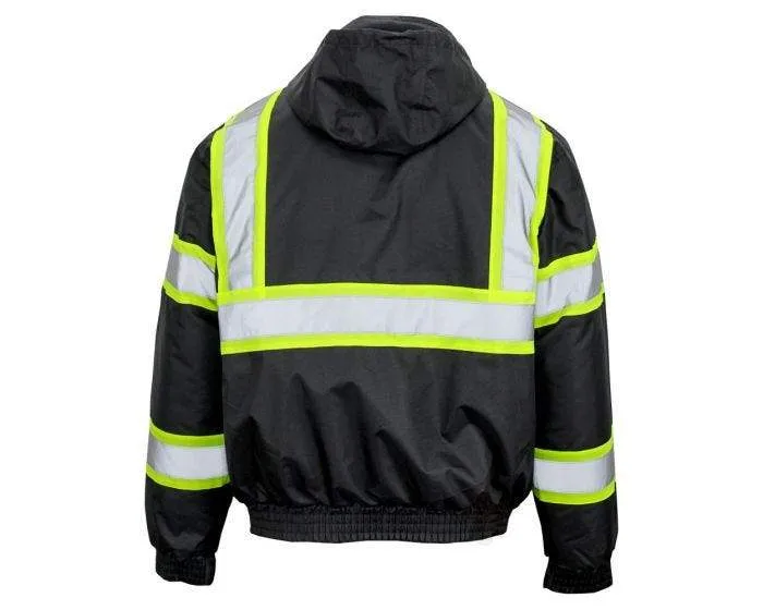 GSS Class 1 Black Hi Vis Safety Bomber Jacket With Thermal Contrast - Style 8011