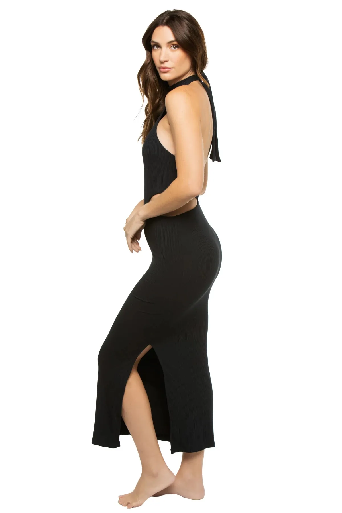 Halter Midi Dress Cut Out