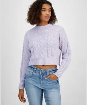 Chenille Cable-Knit Mockneck Sweater by Hippie Rose Juniors Heart