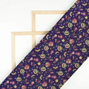 Indigo Blue Yellow Floral Print Fabric