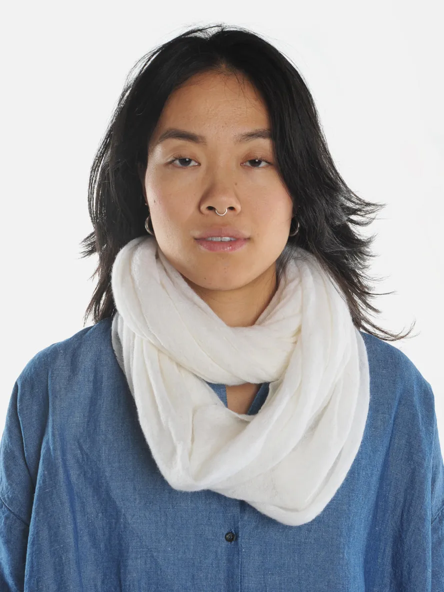 Ivory Cashmere Knit Tube Scarf