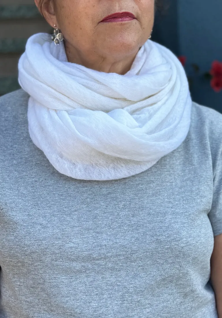 Ivory Cashmere Knit Tube Scarf