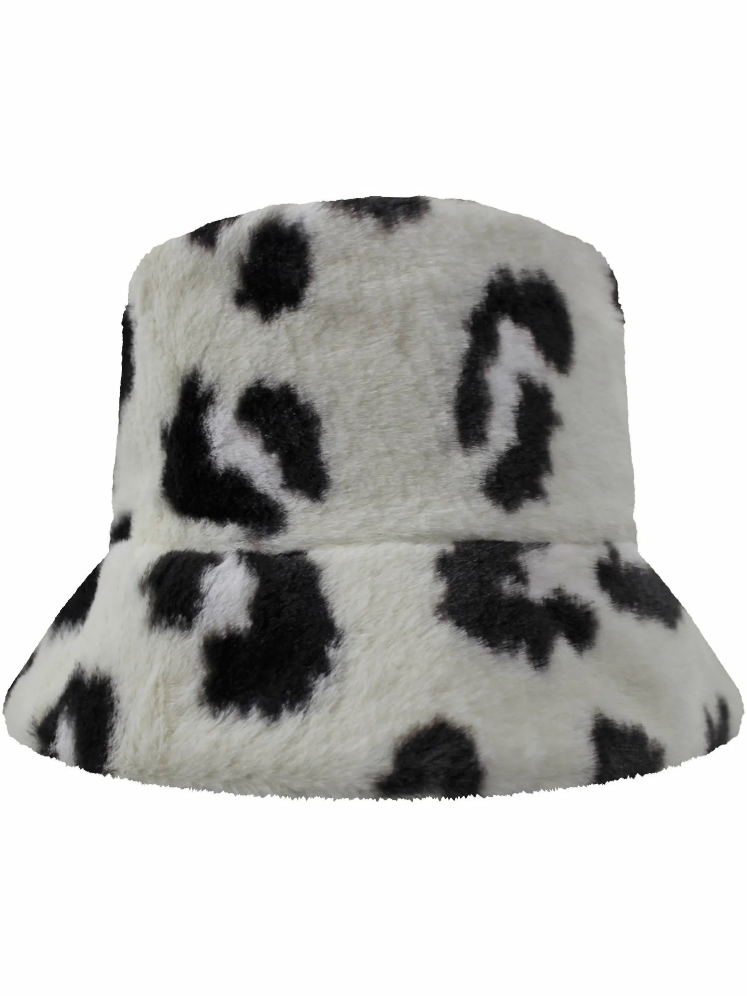 Ivory Leopard Print Winter Bucket Hat