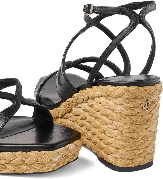 Black Jimmy Choo Ayla 85mm wedge sandals