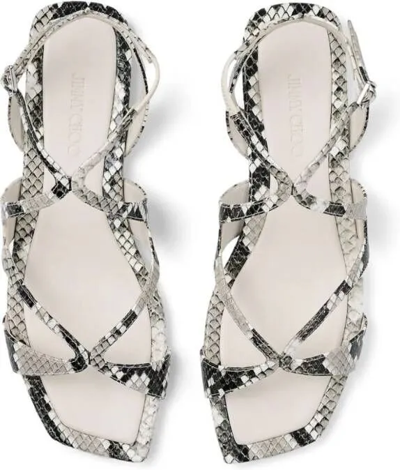 Black Jimmy Choo Ayla snake-print leather sandals