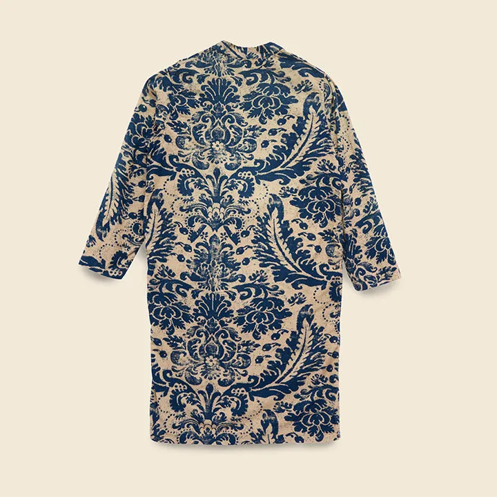 Kakashi Coat Flannel Damask Print - Indigo