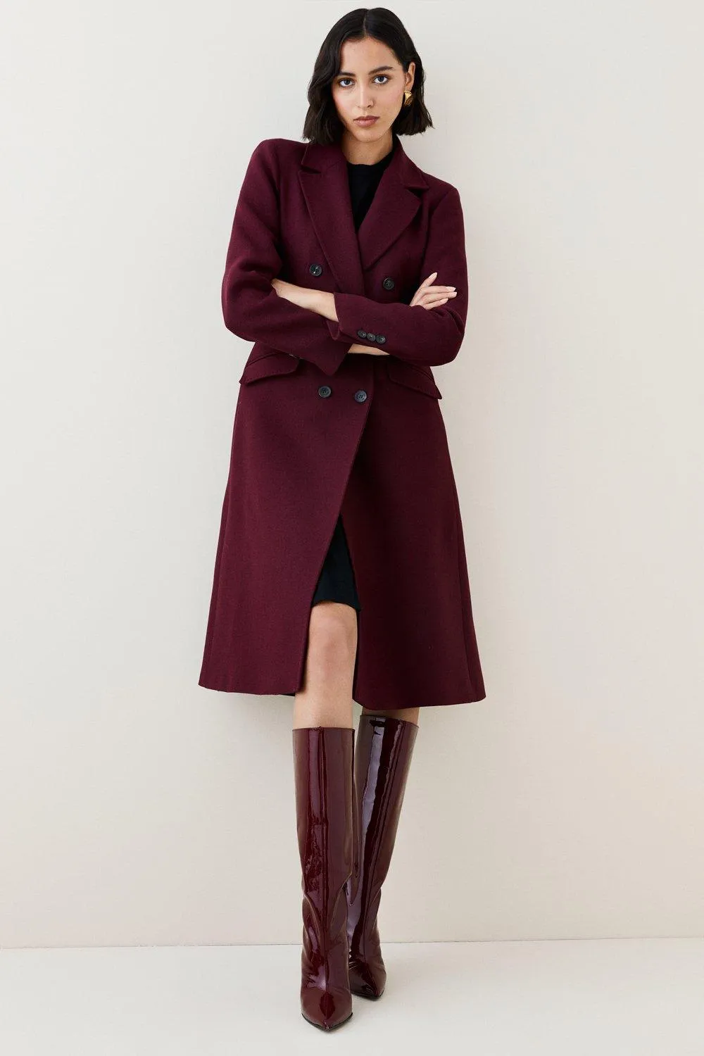 Karen Millen Italian Wool Fitted Coat.