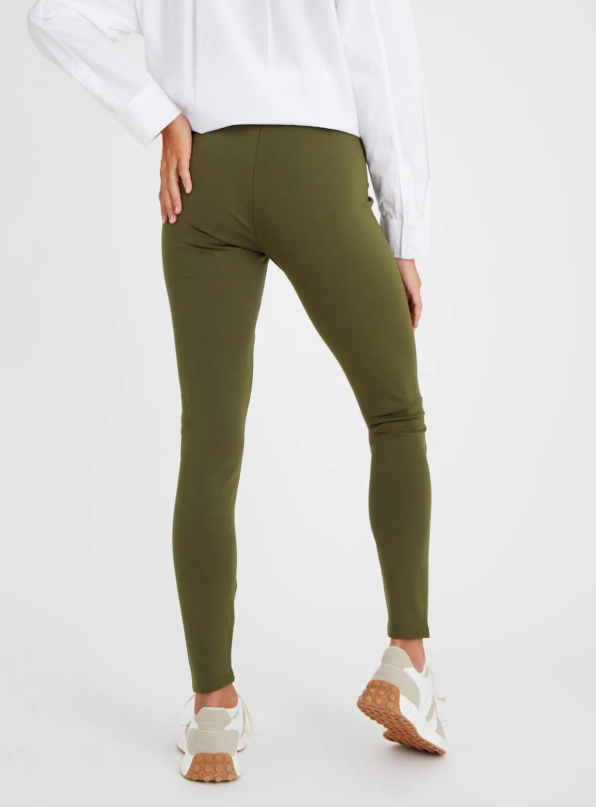 Khaki Smart Ponte Pintuck Leggings 22R - Explore at Tu.