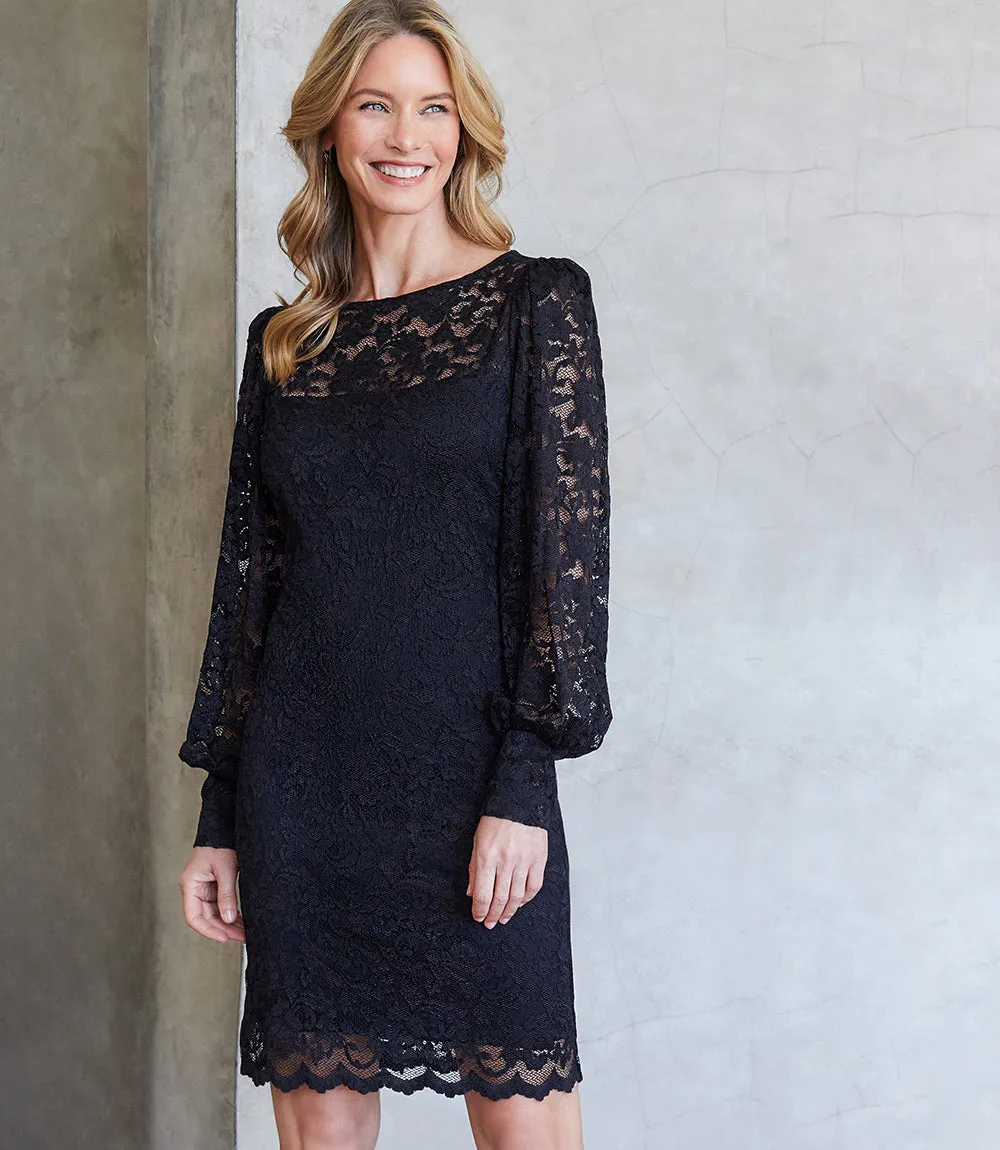 Lace Boatneck Dress can be rewritten as Elegant Boatneck Lace Dress.