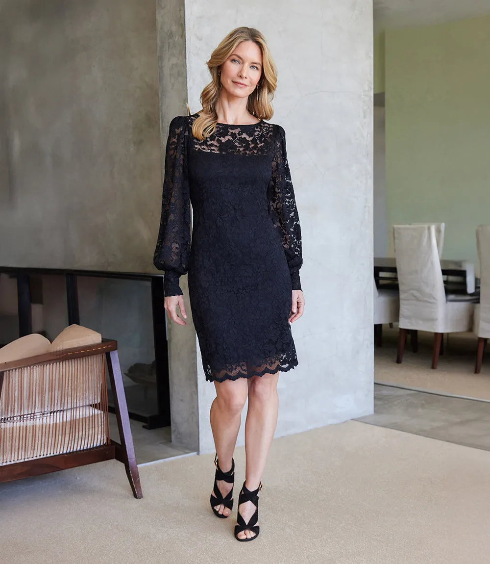 Lace Boatneck Dress can be rewritten as Elegant Boatneck Lace Dress.