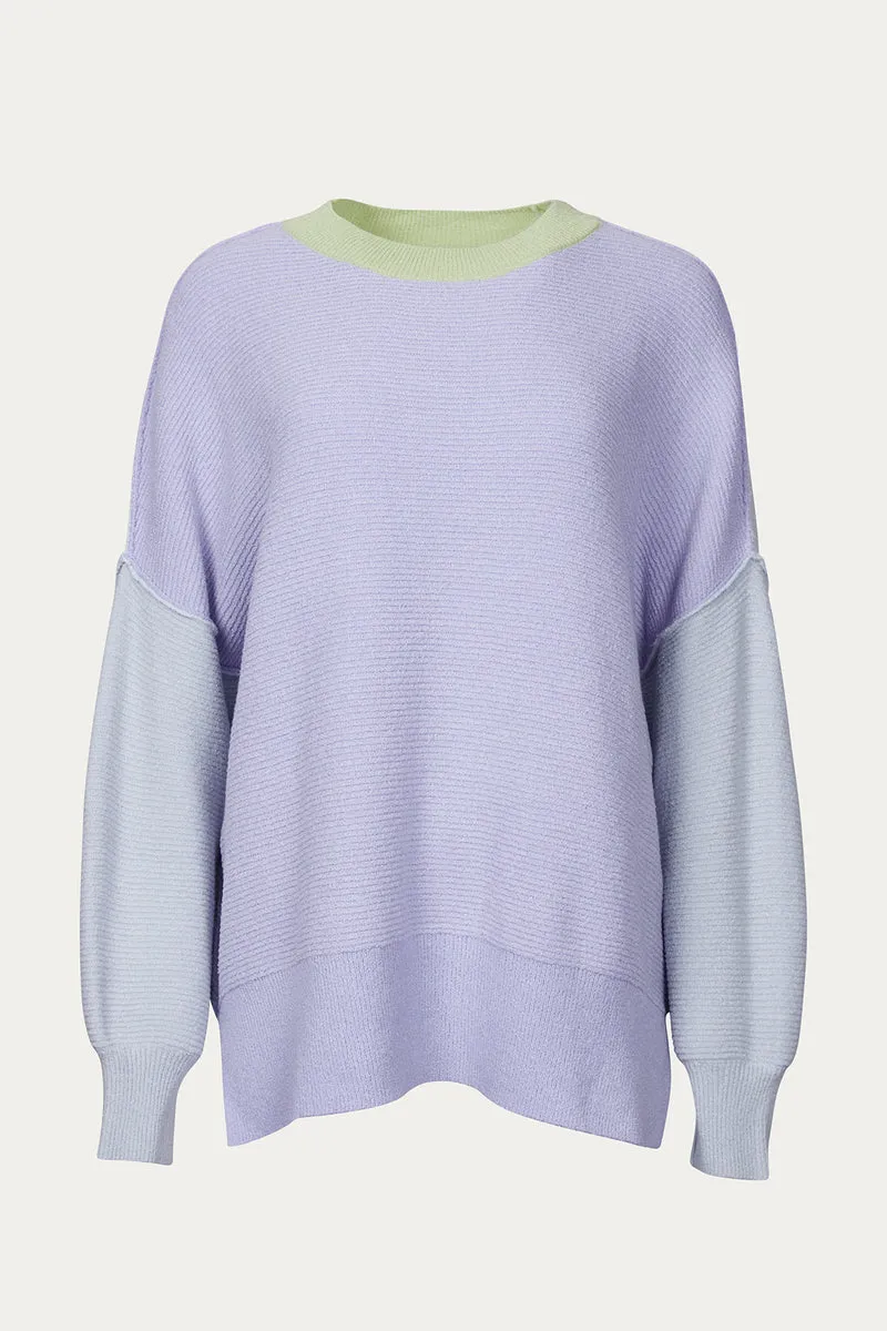 Large Colorblocked Sweater with Ottoman Detail