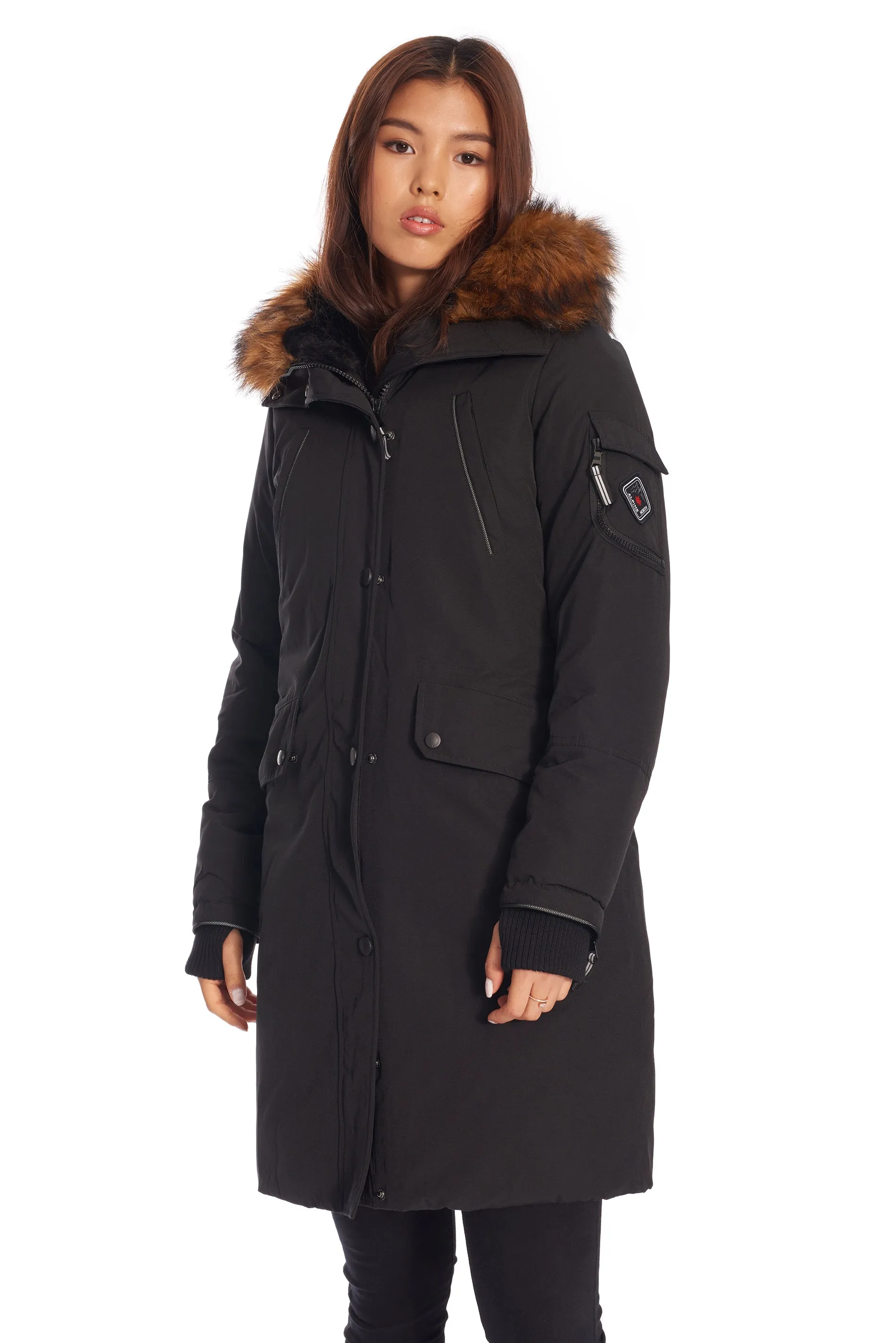 Laurentian Black Women's Vegan Down Recycled Long Parka