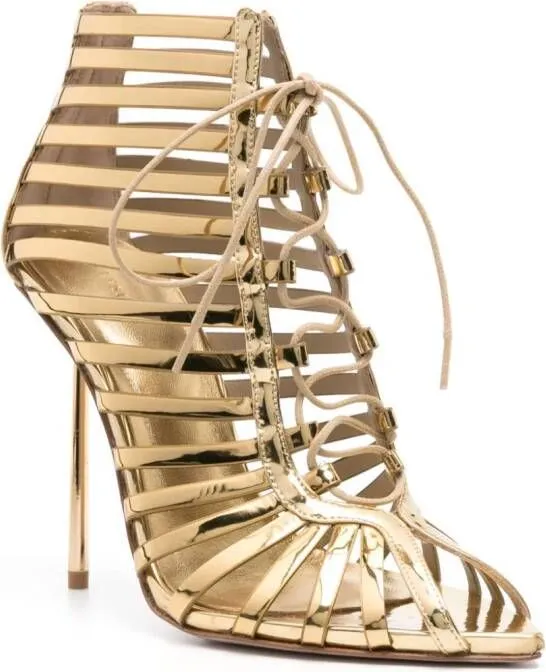 Gold patent-leather sandals by Le Silla Cage 120mm