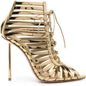 Gold patent-leather sandals by Le Silla Cage 120mm