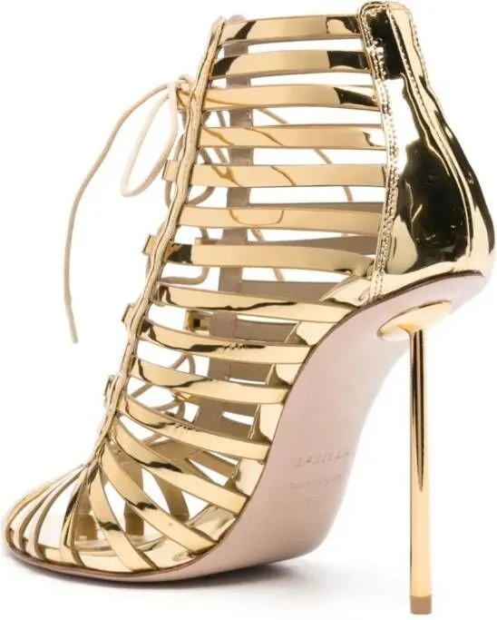 Gold patent-leather sandals by Le Silla Cage 120mm