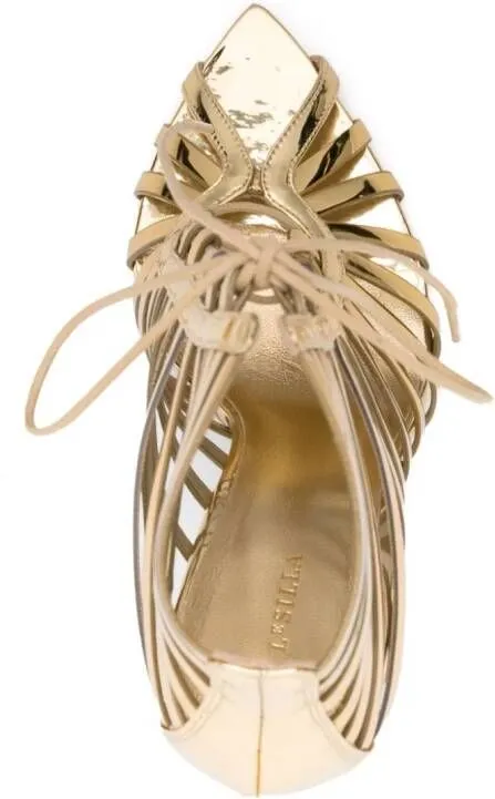 Gold patent-leather sandals by Le Silla Cage 120mm