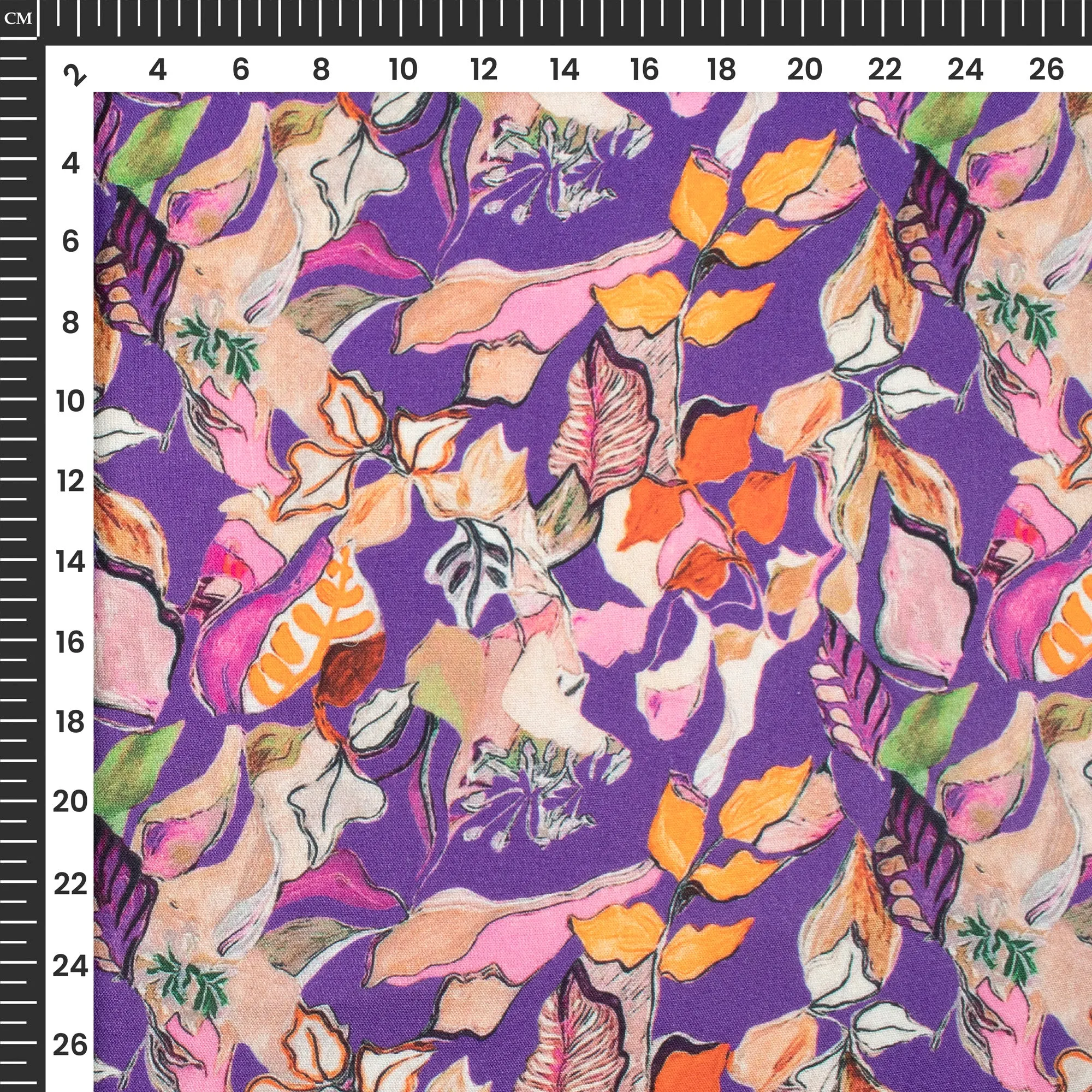 Leaf Pattern Viscose Rayon Fabric for Digital Printing - 58 Inches Wide