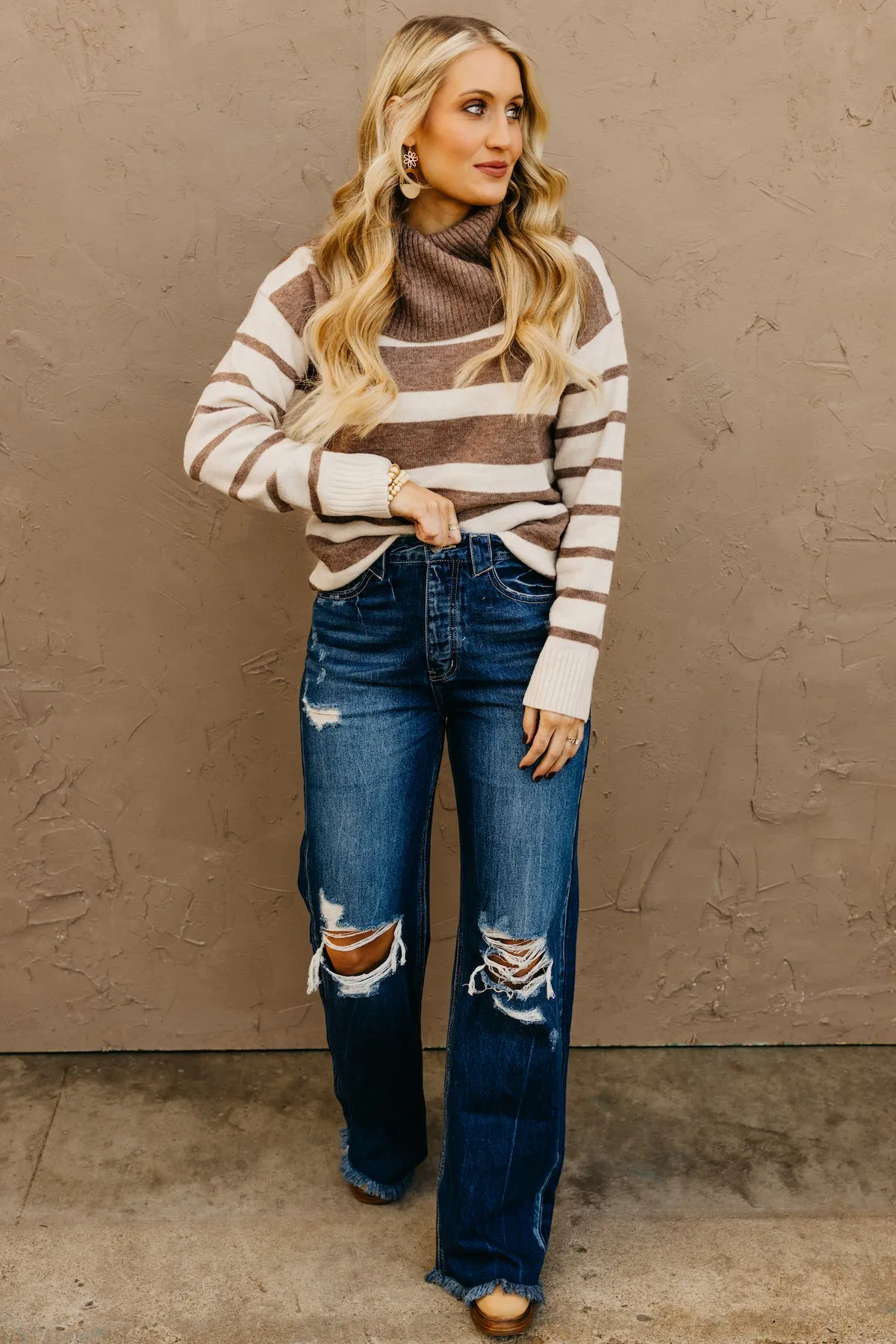 Lilly Striped Cowl Neck Sweater