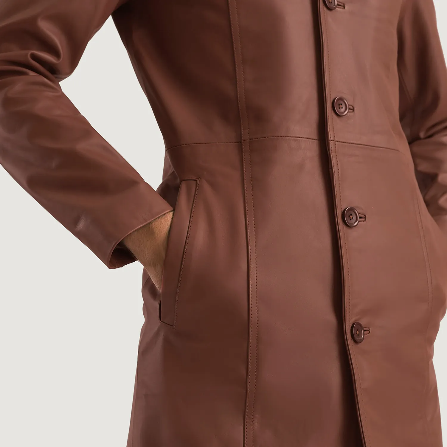 Long Brown Leather Coat for Men by Don