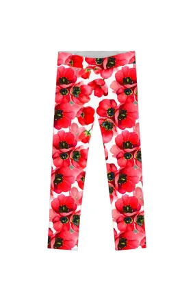 Lucy Cute Red Floral Print Summer Legging for Girls from Tulip Salsa