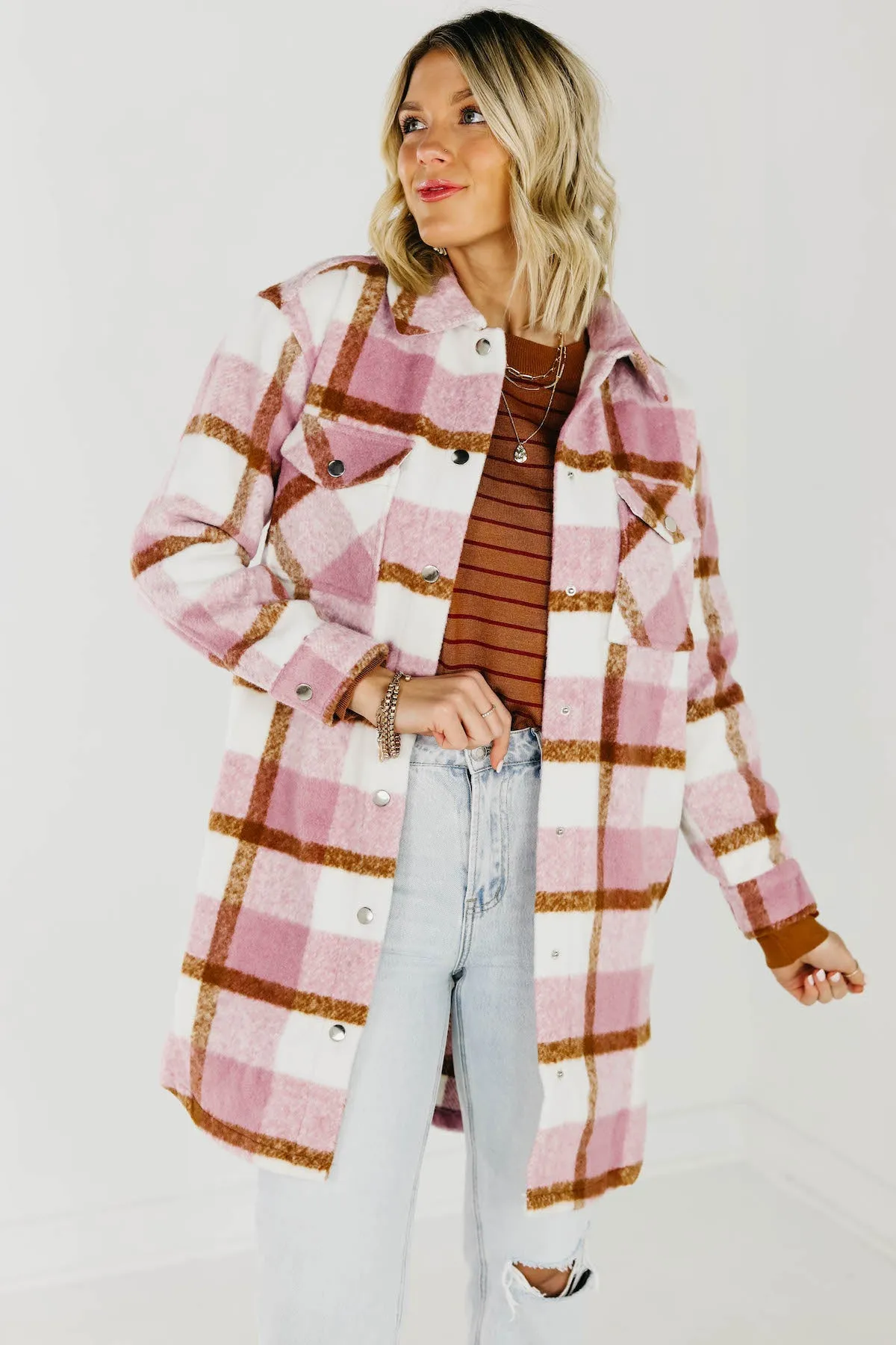 Lush Tripp Plaid Coat - Longline Style