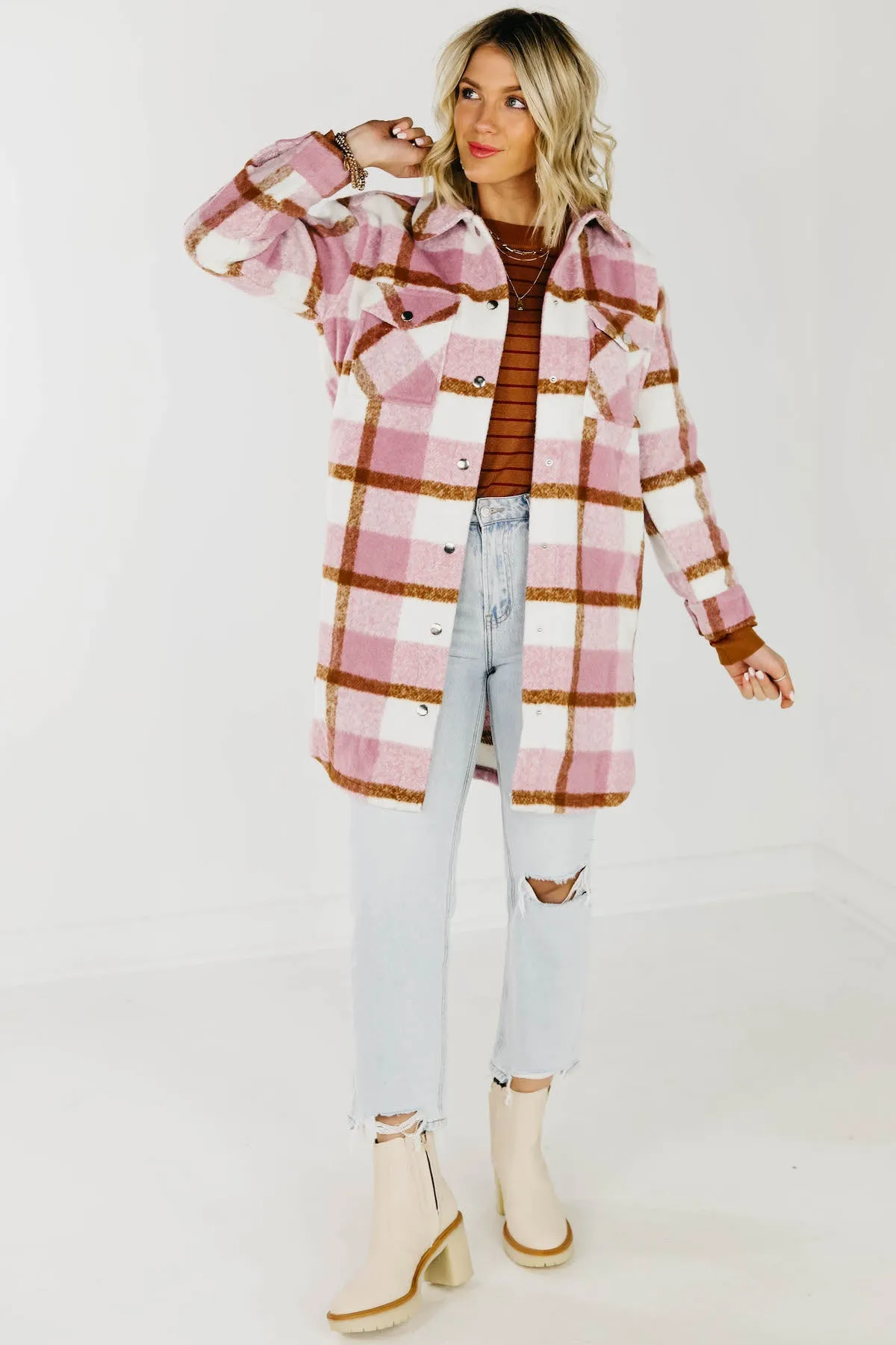 Lush Tripp Plaid Coat - Longline Style