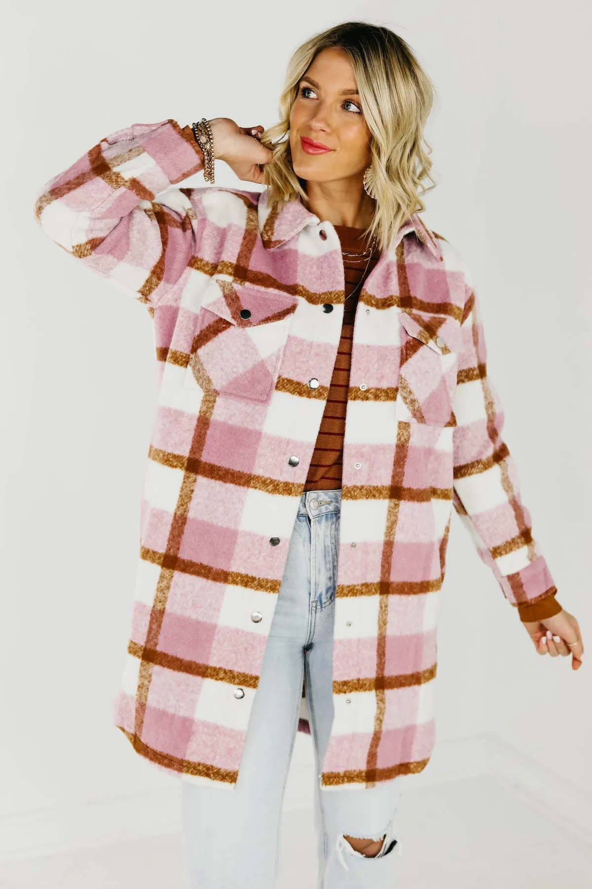 Lush Tripp Plaid Coat - Longline Style