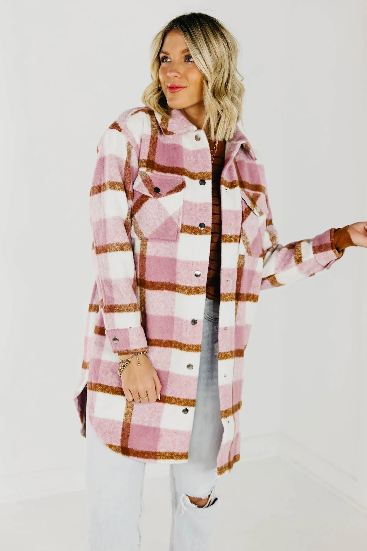 Lush Tripp Plaid Coat - Longline Style