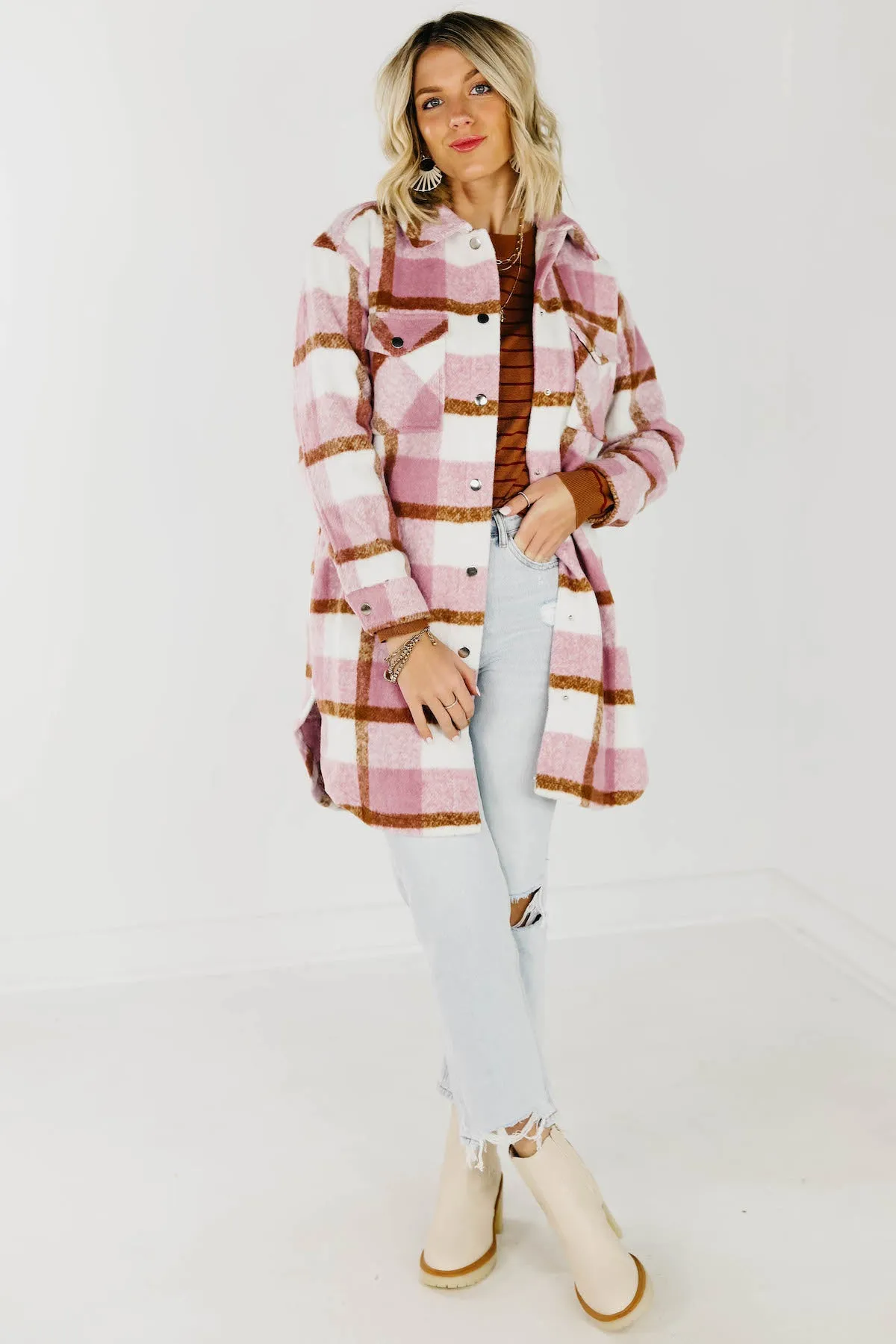 Lush Tripp Plaid Coat - Longline Style