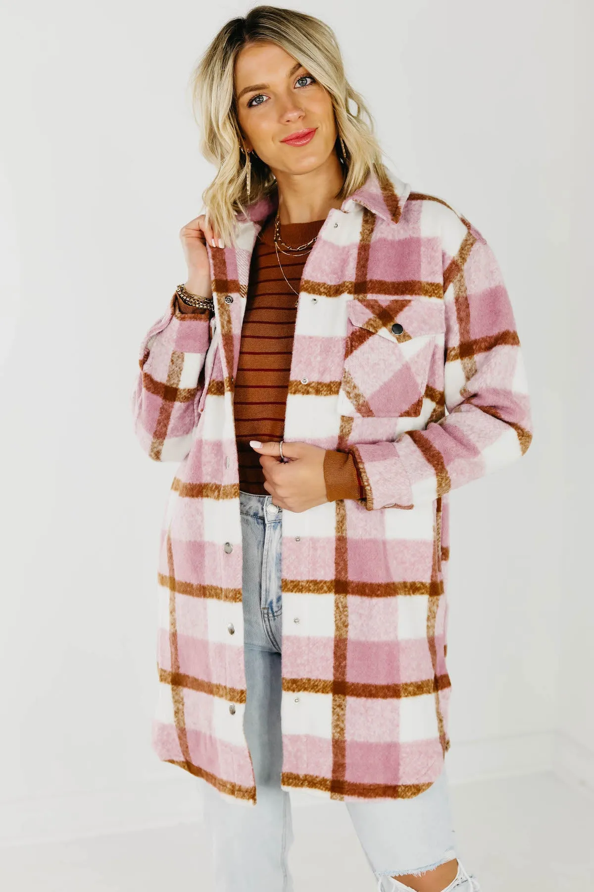 Lush Tripp Plaid Coat - Longline Style