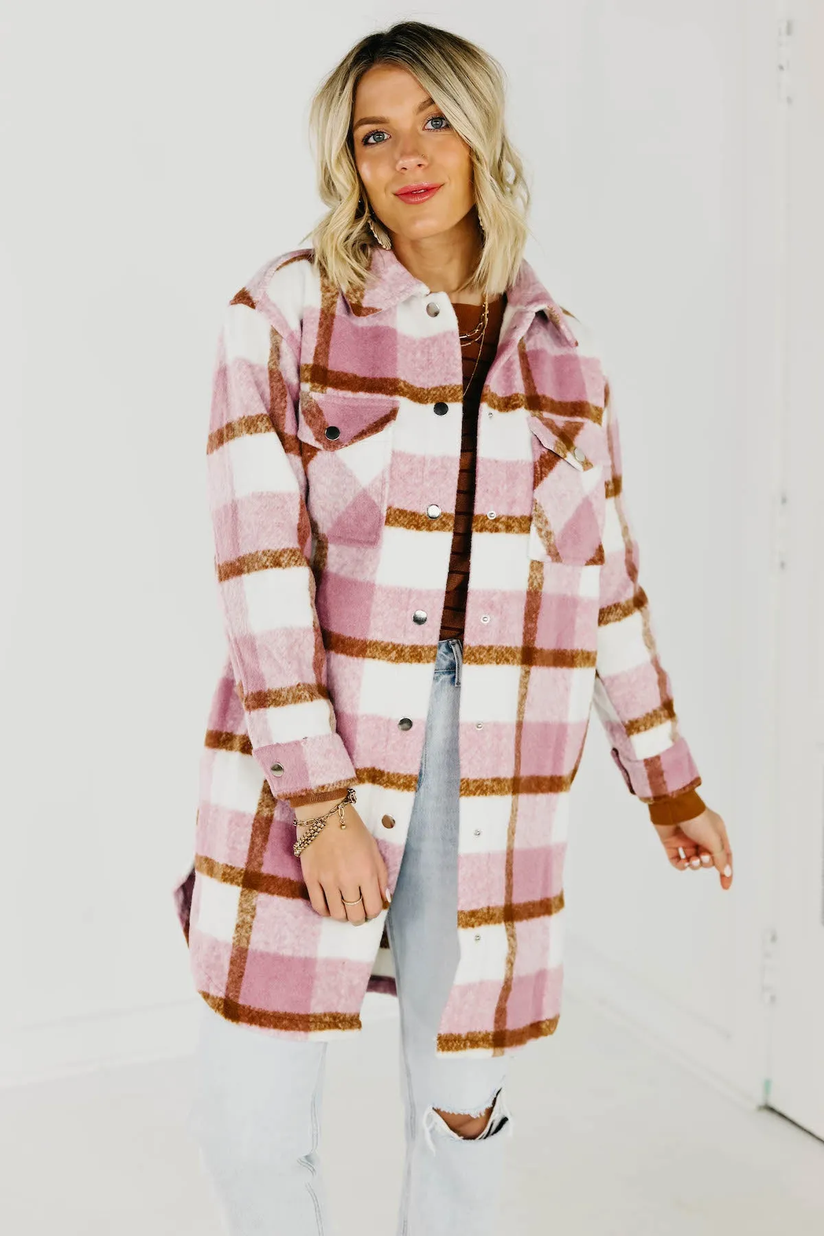 Lush Tripp Plaid Coat - Longline Style