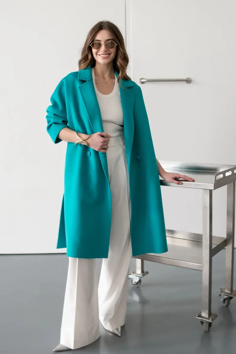 Luxury Wool Cashmere Coat with Belt