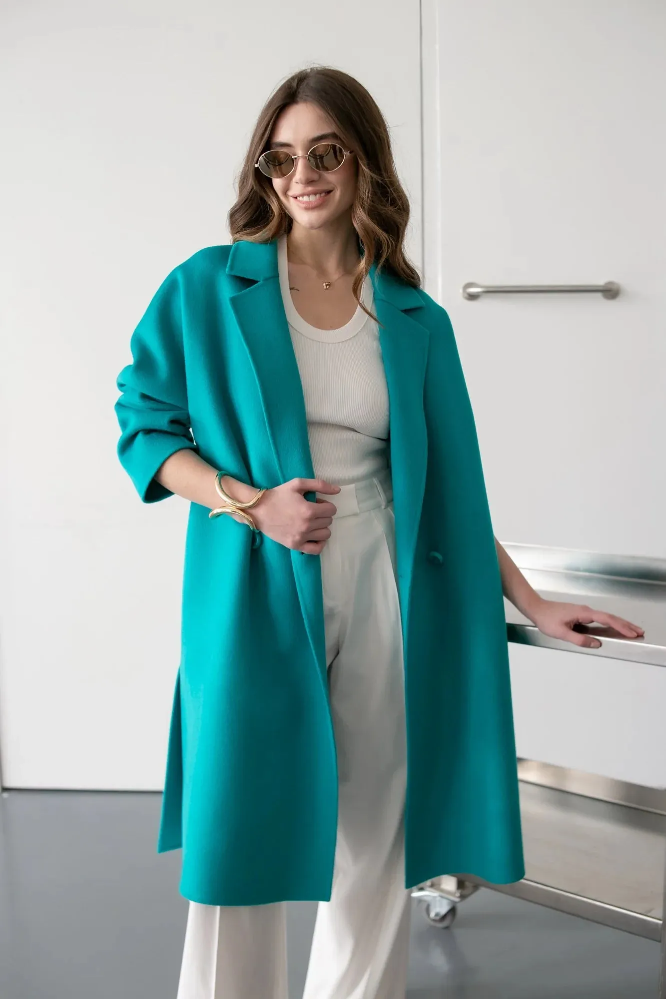 Luxury Wool Cashmere Coat with Belt