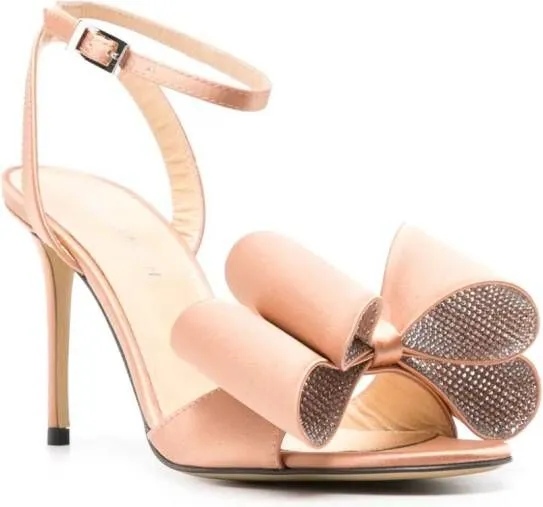 Brown MACH & MACH 90mm double-bow satin sandals