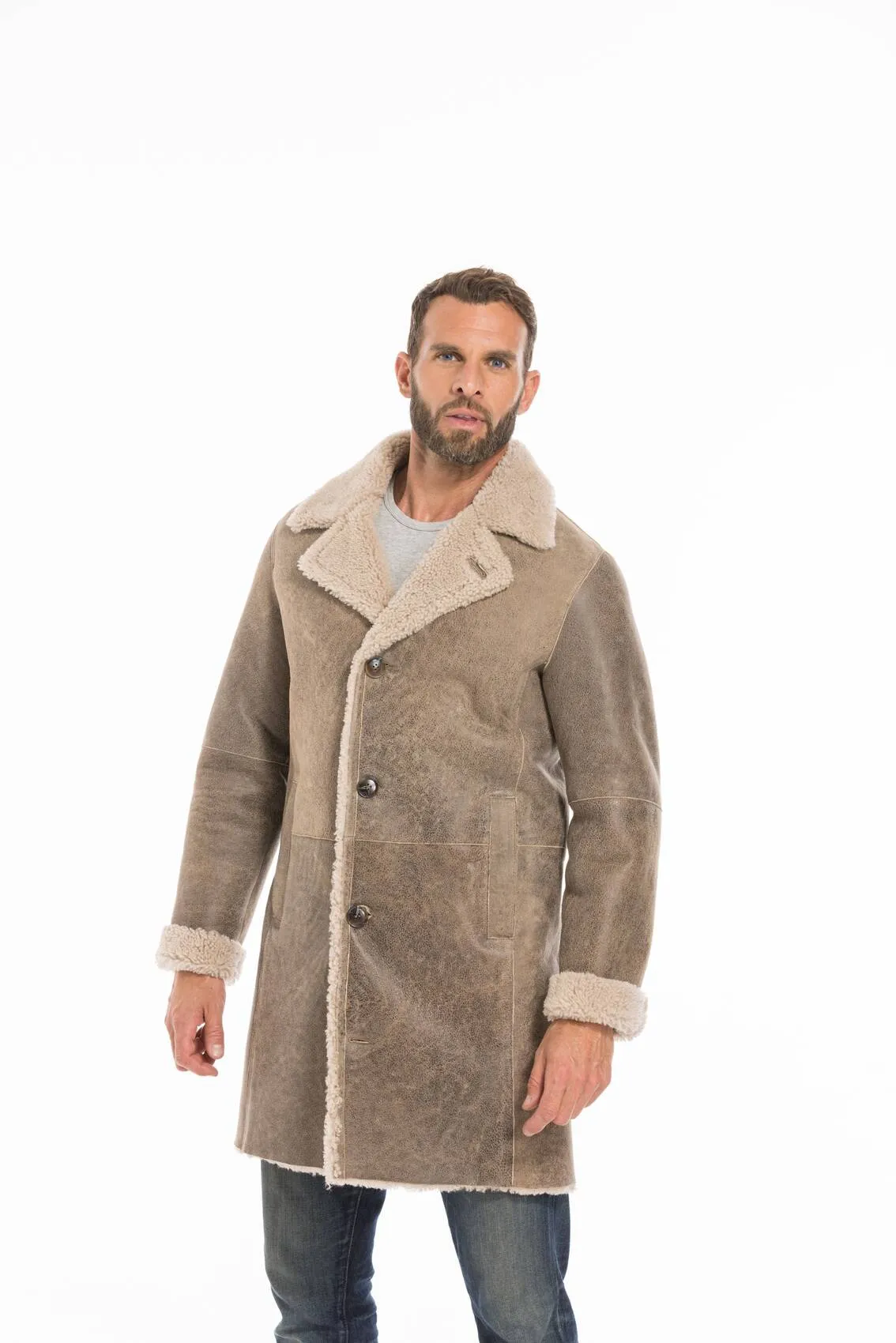 Men's sand sheepskin jacket