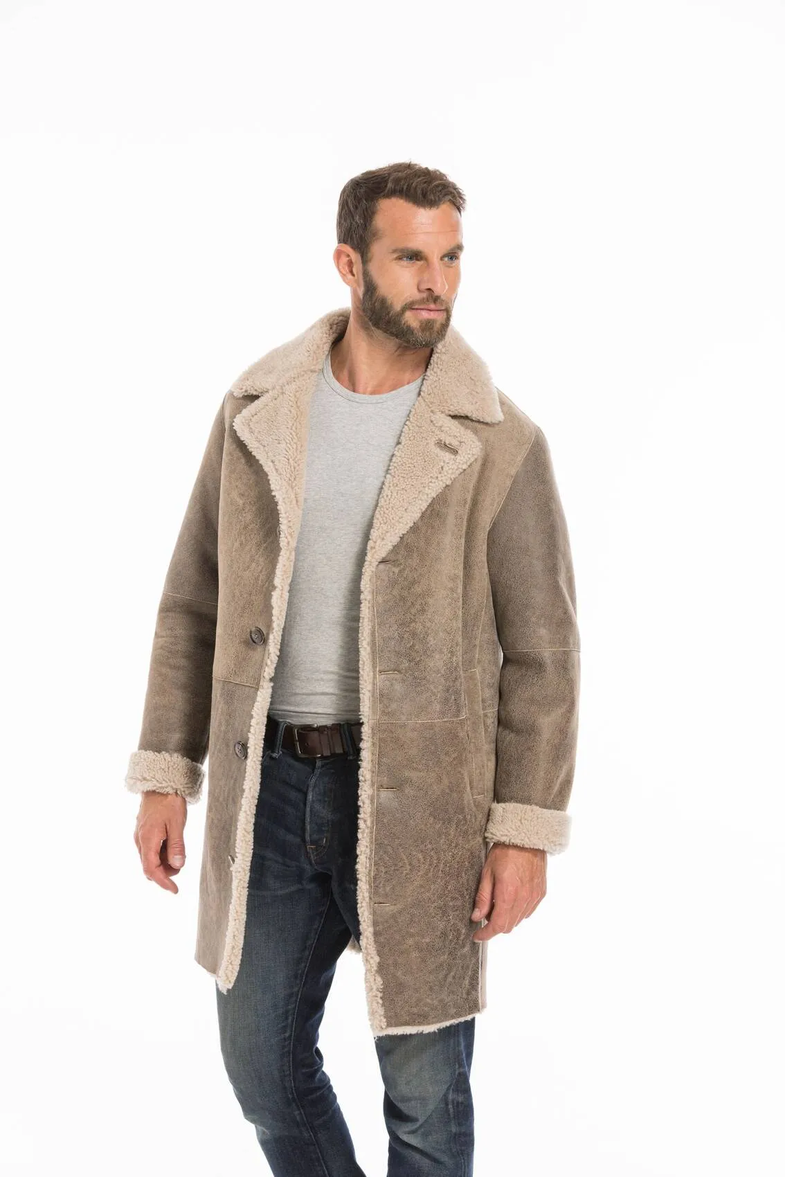 Men's sand sheepskin jacket