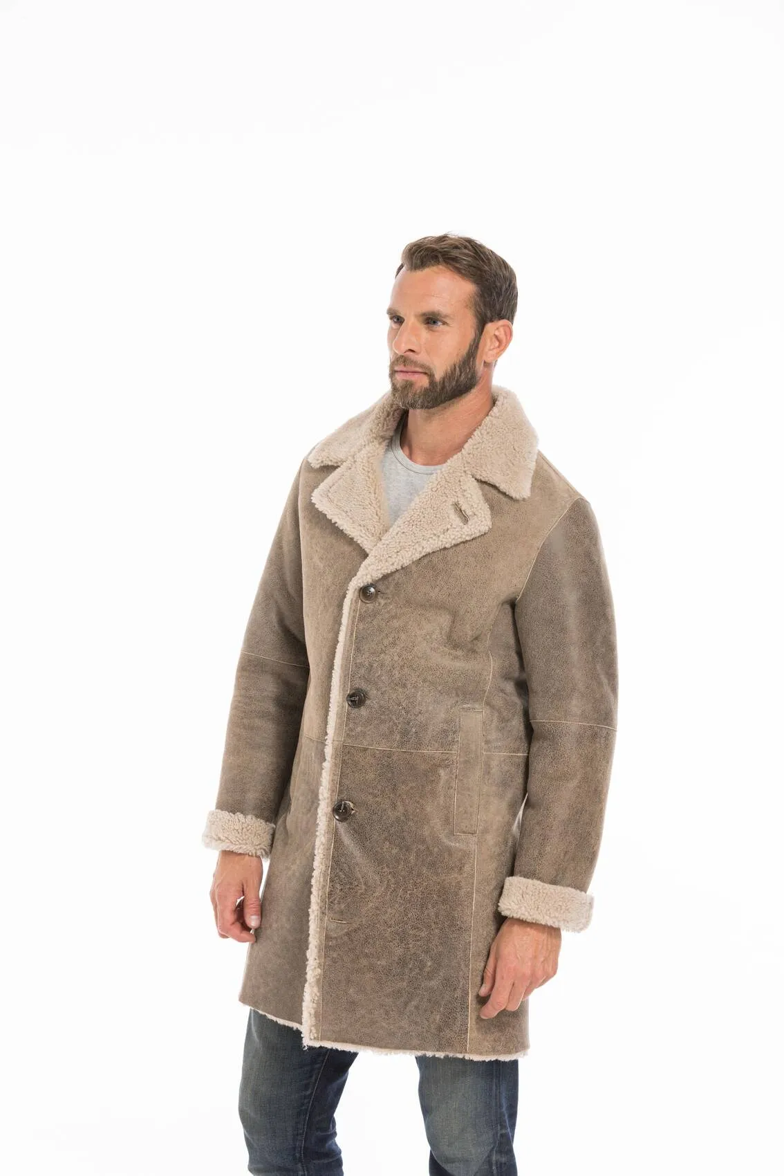 Men's sand sheepskin jacket