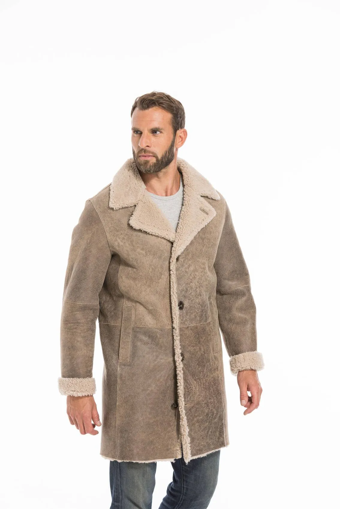 Men's sand sheepskin jacket