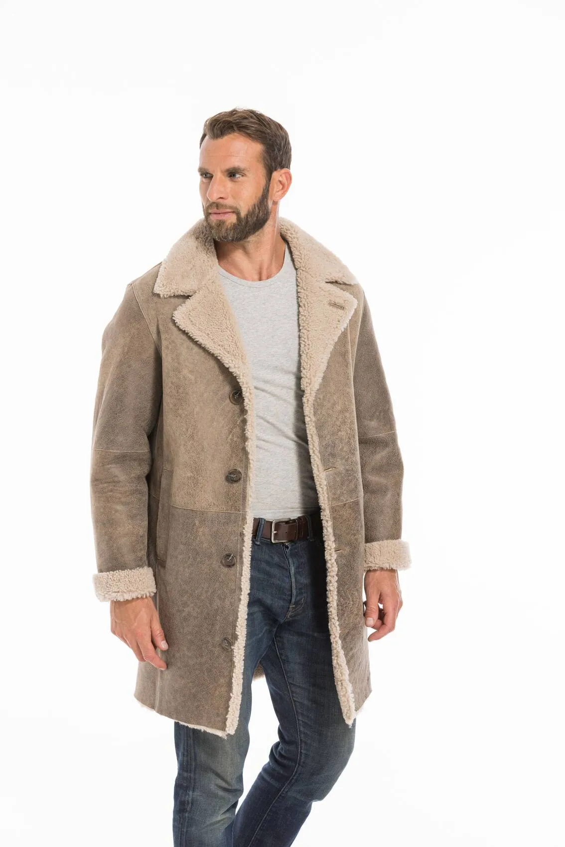 Men's sand sheepskin jacket