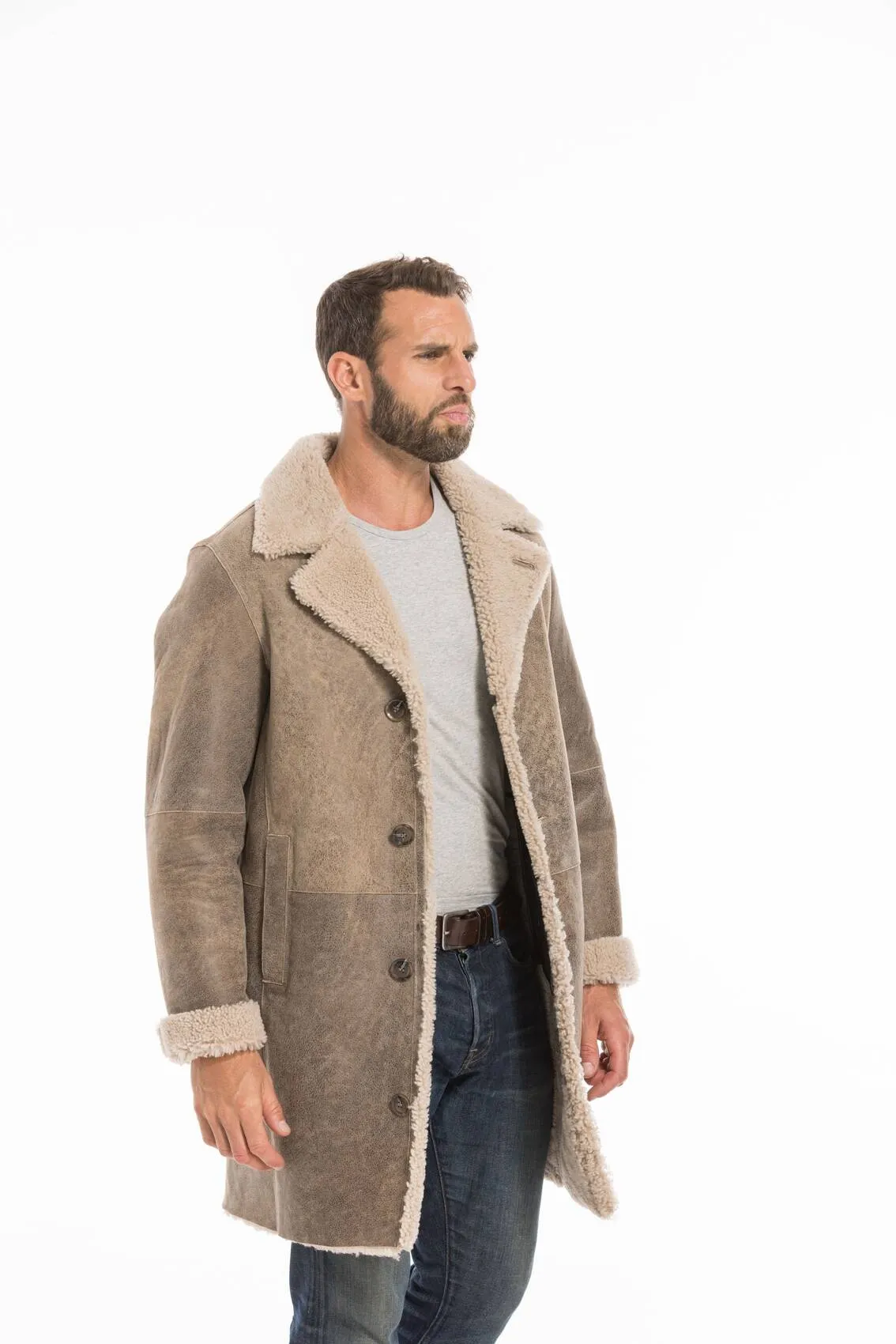 Men's sand sheepskin jacket